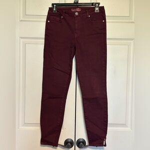Maker of True Originals Jeans Sz 27 Skinny Mid Rise‎ Burgundy Red Stretch Y2K